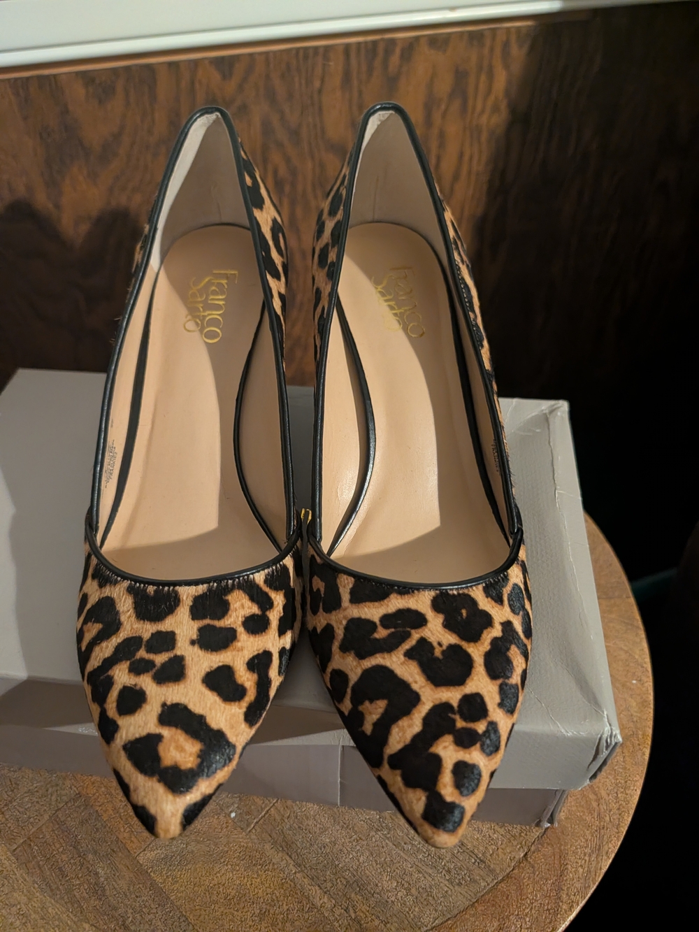 Franco Sarto Leopard-Print Pointed Toe Pumps - Brown/Black